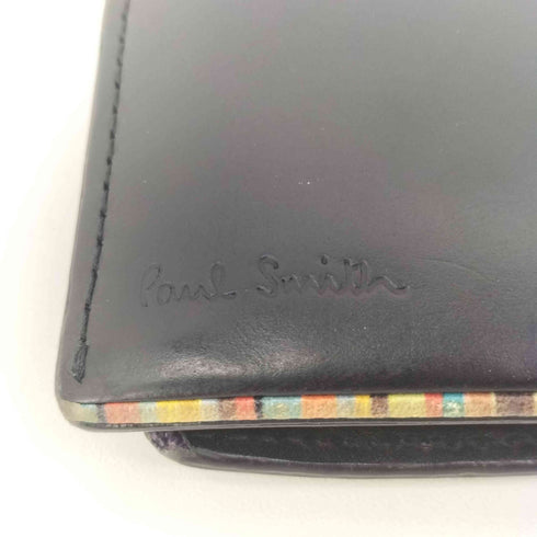 ポールスミス Paul Smith ロゴエンボス マルチストライプ レザー 二つ折り財布 メンズ