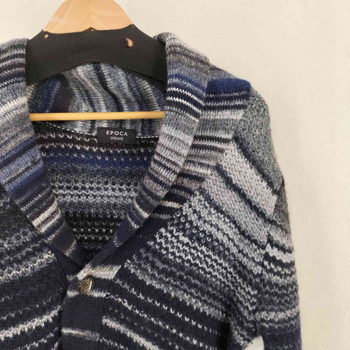 エポカウォモ Epoca uomo ショールカラーニットボーダーカーディガン メンズ EUR:48