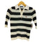 バーバリーブルーレーベル BURBERRY BLUE LABEL ワンポイント ボーダー レースアップ ニットポロ レディース JPN:38