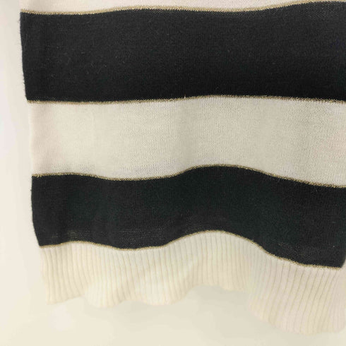 バーバリーブルーレーベル BURBERRY BLUE LABEL ワンポイント ボーダー レースアップ ニットポロ レディース JPN:38