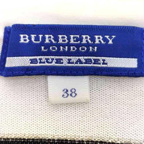 バーバリーブルーレーベル BURBERRY BLUE LABEL ワンポイント ボーダー レースアップ ニットポロ レディース JPN:38