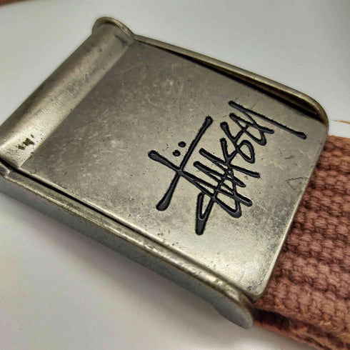 ステューシー Stussy ショーンフォント メタル バックル コットン ベルト ガチャベルト メンズ