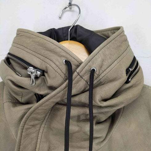 キャサリンハムネットロンドン KATHARINE HAMNETT LONDON BLOUSON ゴートスキン フードギミック レザーパーカー レディース FREE