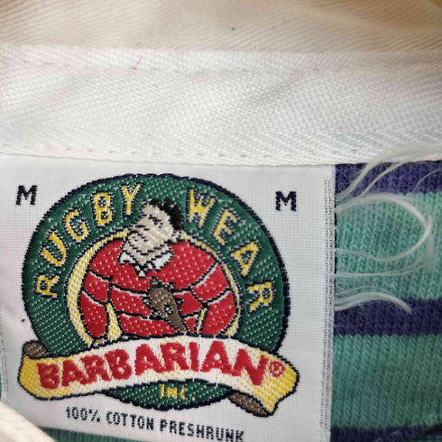 バーバリアン BARBARIAN 90s スタンドカラー ボーダー柄 ラガーシャツ メンズ import:M