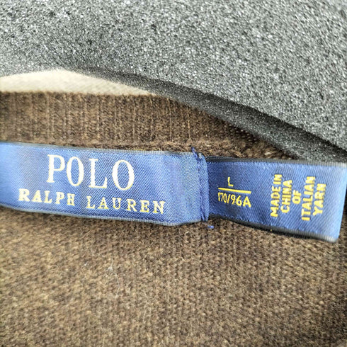 ポロラルフローレン POLO RALPH LAUREN エルボーパッチ クルーネック ウール 無地 長袖ニット メンズ import:L
