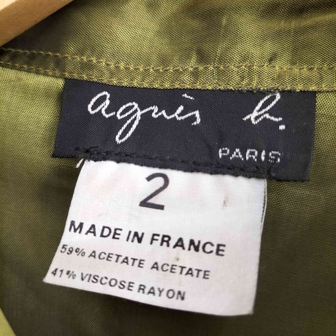 アニエスベー agnes b. PARIS フランス製 レーヨン混 光沢 アセテート長袖シャツ レディース JPN:2