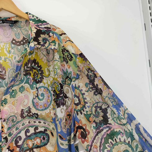 ザラ ZARA 花柄 総柄 シアー シャツ ブラウス レディース import:XL