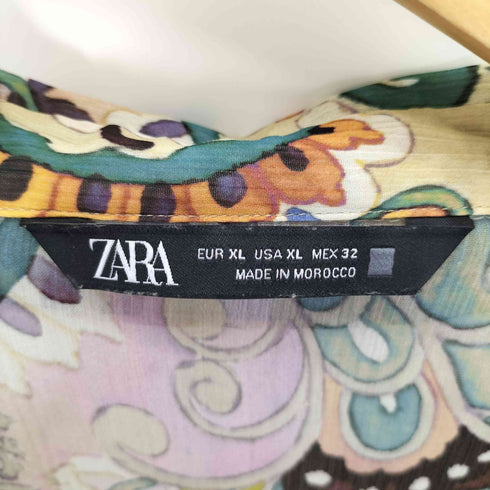 ザラ ZARA 花柄 総柄 シアー シャツ ブラウス レディース import:XL