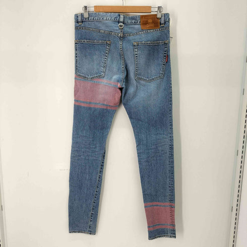 マスターマインド mastermind JAPAN 18SS 11ozボーダーデニム スキニー プリントダメージ メンズ US:30-31