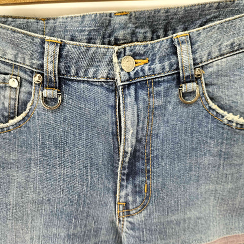 マスターマインド mastermind JAPAN 18SS 11ozボーダーデニム スキニー プリントダメージ メンズ US:30-31