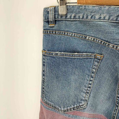 マスターマインド mastermind JAPAN 18SS 11ozボーダーデニム スキニー プリントダメージ メンズ US:30-31