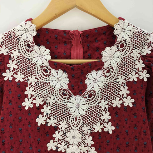 ローラアシュレイ LAURA ASHLEY 細畝花柄コーデュロイワンピース レディース 8