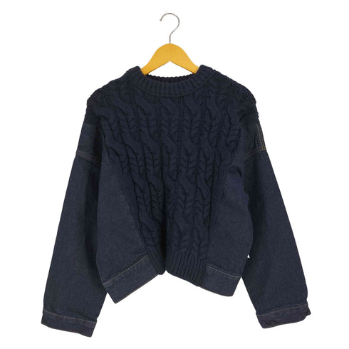 ザラ ZARA ドッキング デニム ケーブルニット レディース import:S