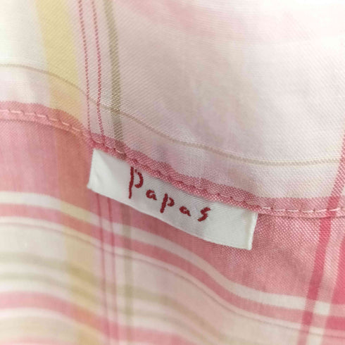 パパス papas マドラスチェック ポケット L/S シャツ 長袖 メンズ JPN:L