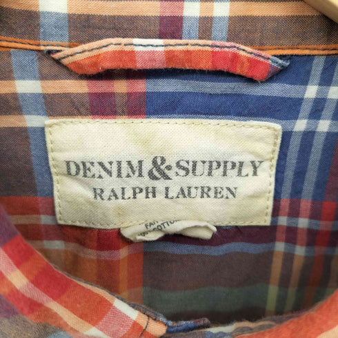 デニムアンドサプライ ラルフローレン DENIM & SUPPLY RALPH LAUREN マドラスチェック ポケット S/S ボタンダウンシャツ 半袖 メンズ import:M