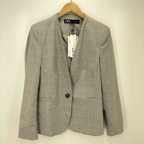 ザラ ZARA チェック柄 テーラードジャケット テーパード スリット パンツ セットアップ レディース 38