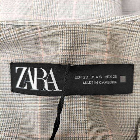 ザラ ZARA チェック柄 テーラードジャケット テーパード スリット パンツ セットアップ レディース 38