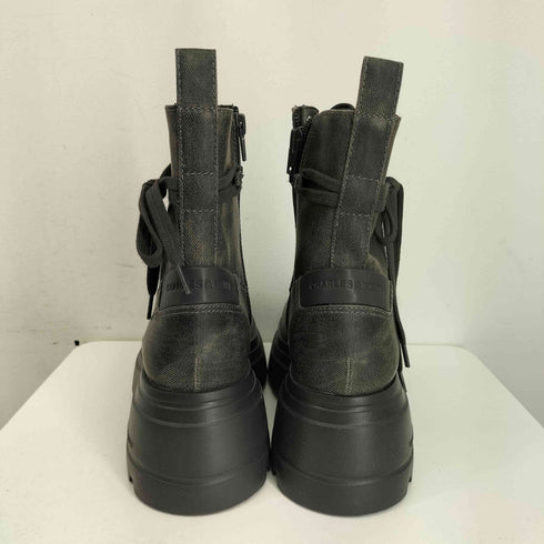 チャールズアンドキース CHARLES&KEITH レースアップ チャンキーアンクルブーツ レディース JPN:24.5