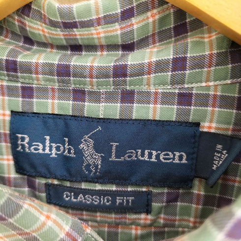 ラルフローレン RALPH LAUREN 90-00s CLASSSC FIT ポニー刺繍 ボタンダウンチェックシャツ メンズ M