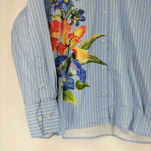 ザラ ZARA 花柄 L/S ストライプシャツ レディース import:M