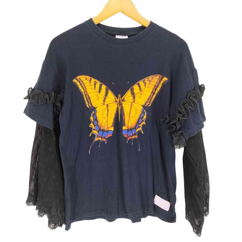 袖リメイク プリントTシャツ レディース S