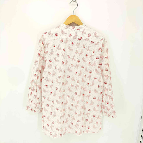 アニエスベー agnes b. PARIS ポーランド製 総柄 フロントプリーツ プルオーバー L/S シャツ レディース JPN:2