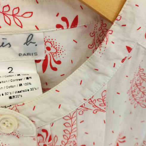アニエスベー agnes b. PARIS ポーランド製 総柄 フロントプリーツ プルオーバー L/S シャツ レディース JPN:2