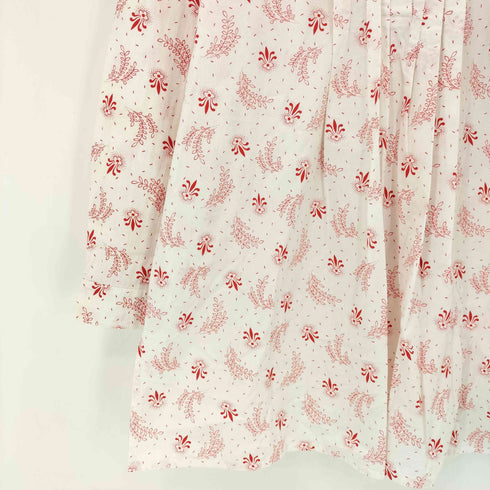 アニエスベー agnes b. PARIS ポーランド製 総柄 フロントプリーツ プルオーバー L/S シャツ レディース JPN:2