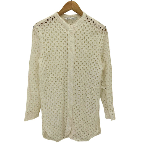 ザラ ZARA シースルー ロング丈 レースシャツ レディース import:XS