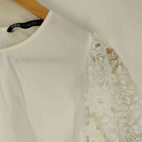 ザラ ZARA レーススリーブ 裾フレア ブラウス レディース import:S
