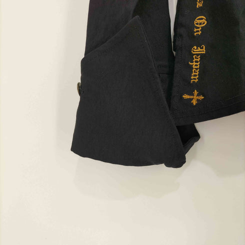 Ozzon Y2K クロスボタンドラゴン刺繍異素材ドッキングシャツ レディース