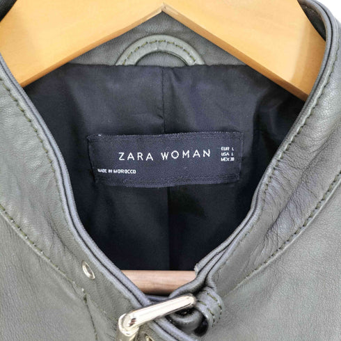 ザラ ZARA WOMAN シープレザー スタンドカラージャケット レディース import:L