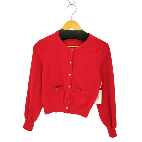 ウィルセレクション WILLSELECTION ハートボタン ノーカラーカーディガン レディース JPN:M