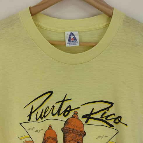 90S USA製 Puerto Rico TROPICAL プリント Tシャツ 袖シングルステッチ メンズ import:L