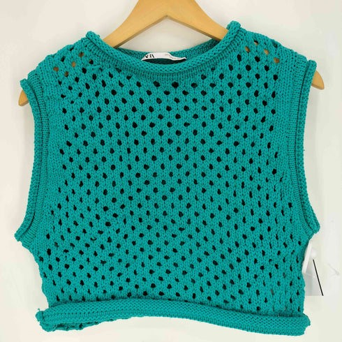 ザラ ZARA KNITTED CROP TOP ニット クロップド トップス レディース import:M