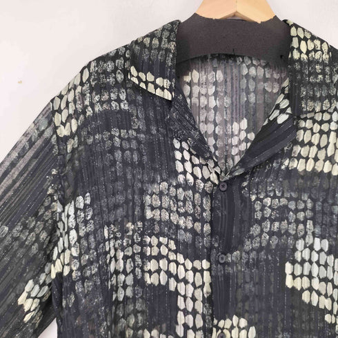 ザラ ZARA 総柄プリーツシアーシャツ メンズ XL