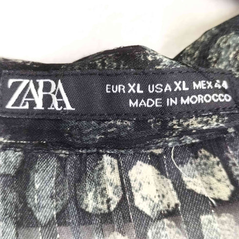 ザラ ZARA 総柄プリーツシアーシャツ メンズ XL