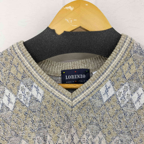 イタリア製 LORENZO 総柄 ニットベスト メンズ import:M