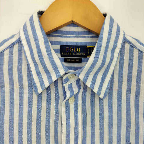 ポロラルフローレン POLO RALPH LAUREN RELAXED FIT ポニー刺繍 リネン ストライプシャツ メンズ import:S