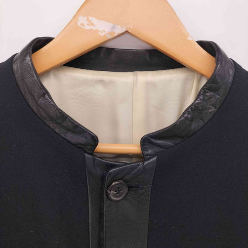 ワイズフォーメン Ys for men 97AW 100番台 ウールギャバ レザー切替 マオカラージャケット メンズ JPN:M