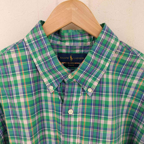 ラルフローレン RALPH LAUREN SLIM FIT ポニー刺繍 チェック BDシャツ メンズ import:XL