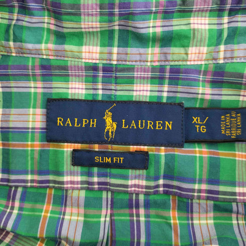 ラルフローレン RALPH LAUREN SLIM FIT ポニー刺繍 チェック BDシャツ メンズ import:XL