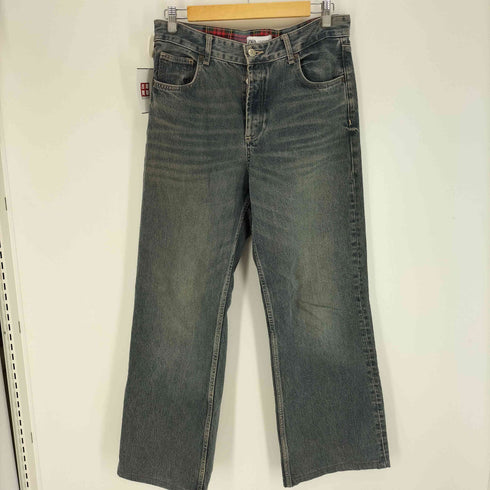 ザラ ZARA 裏地 タータンチェック ワイド バギー デニム パンツ メンズ 40