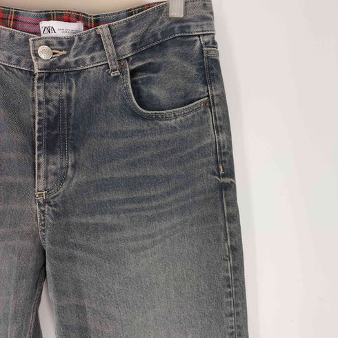 ザラ ZARA 裏地 タータンチェック ワイド バギー デニム パンツ メンズ 40
