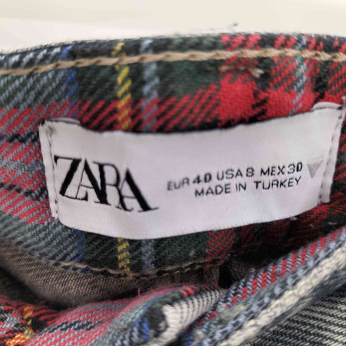 ザラ ZARA 裏地 タータンチェック ワイド バギー デニム パンツ メンズ 40
