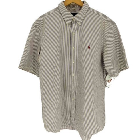 ラルフローレン RALPH LAUREN CLASSIC FIT ポニー 刺繍 シアサッカー B.D S/S ストライプ シャツ メンズ import:XL