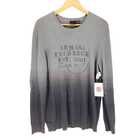 アルマーニエクスチェンジ ARMANI EXCHANGE フロッキープリントスレ加工 グラデーションコットンニット メンズ L