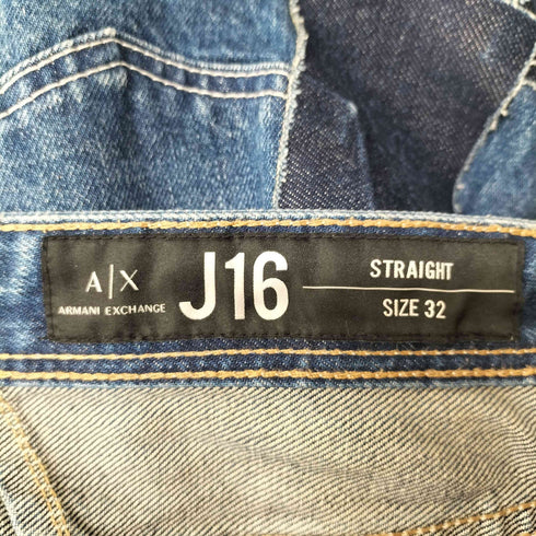 アルマーニジーンズ ARMANI JEANS J16 STRAIGHT リペア パッチ ダメージ加工 デニム パンツ メンズ 32
