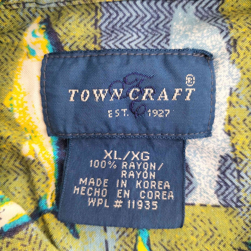 タウンクラフト TOWNCRAFT カジキ柄 レーヨン オープンカラーシャツ メンズ import:XL