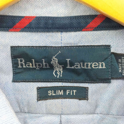 ラルフローレン RALPH LAUREN SLIM FIT ポニー刺繍 マチ付 ボタンダウンシャツ メンズ import:L